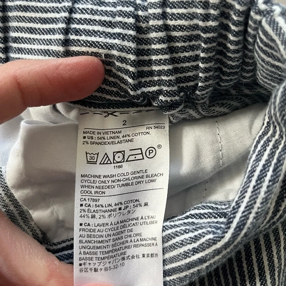 Banana Republic Hayden Pant Linen Blend Stripe White/Blue size 2